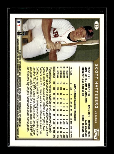 1999 Topps #12 Scott Hatteberg (NM)(BAS) - Picture 2 of 2