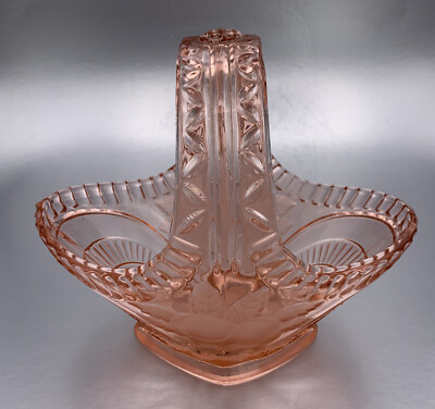 Alte Rosalin Glas Schale Korbschale; Brockwitz; 40er; L21cm, B13cm, H18cm