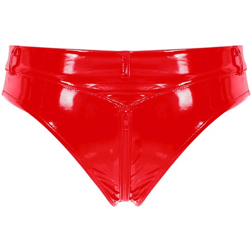 Women Latex Shiny Thongs Low Rise Stretchy Briefs PVC Leather Underwear Clubwear - Picture 20 of 31