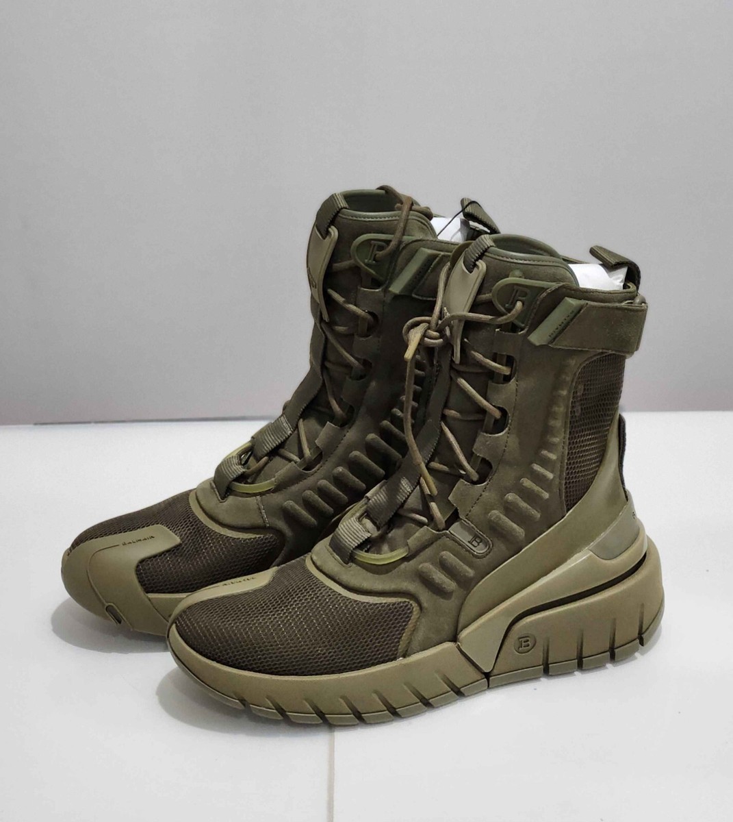 Balmain B-Army High-Top Sneakers in Olive Green Suede BNWB BALMAIN main image 4