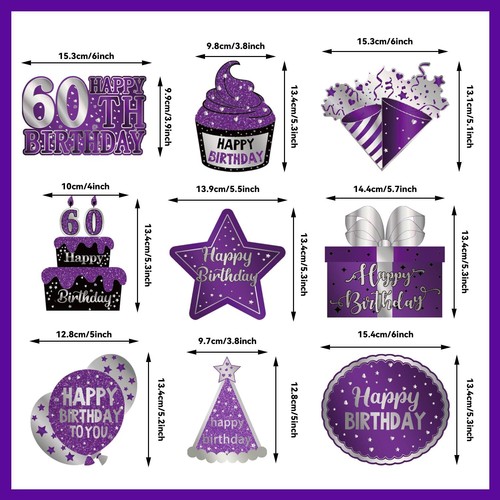 GERMISHUYS 60th Birthday Decorations Women Purple Birthday Party Decorations ... - 第 3/8 張圖片