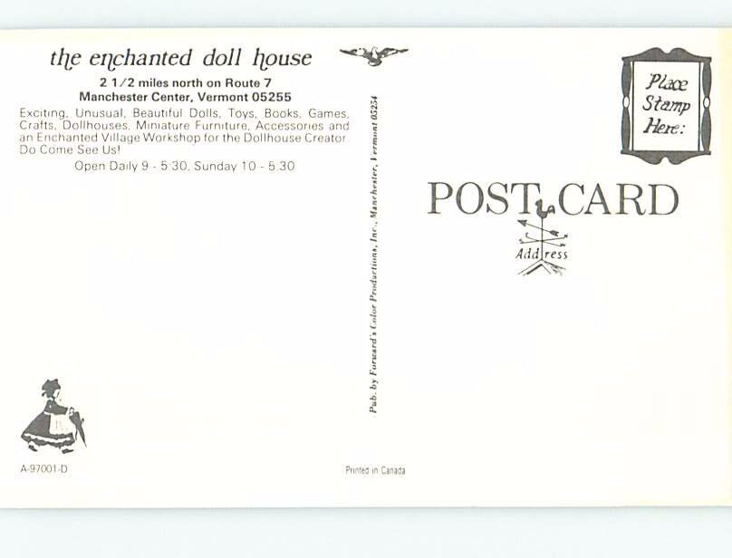 Unused Pre1980 THE ENCHANTED DOLL HOUSE Manchester Center Vermont VT