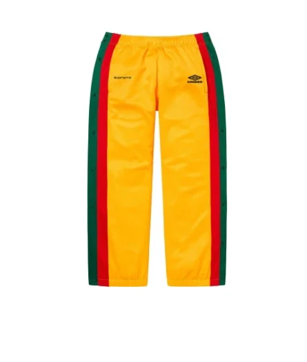 Grand pantalon Supreme Umbro Break Away Track bouton jaune logo drapeau jamaïcain