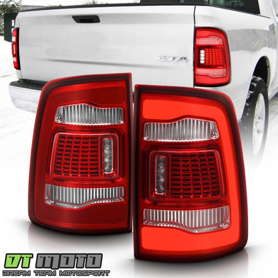 Conjunto de lanternas traseiras de tubo Full LED vermelho claro Dodge Ram 1500 2500 3500 2009-2018 - Imagem 2 de 4