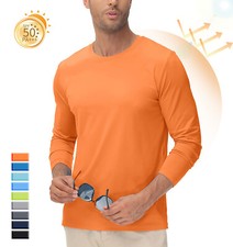 Mens UPF 50 Sun Protection T-Shirt Long Sleeve Performance Fishing Workout Tops