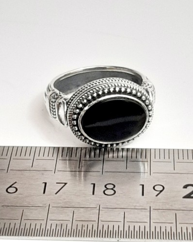 ANELLO UOMO ARGENTO 925 Sterling Chevalier onice solitario inciso Ring Men $ - Foto 7 di 19