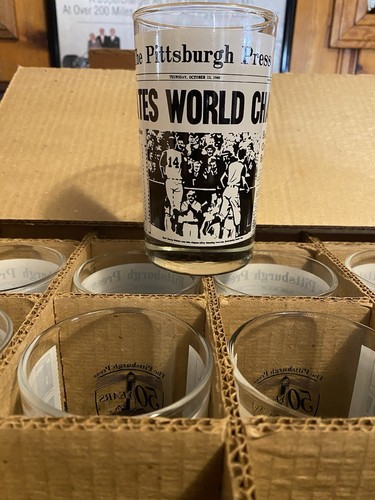 Pittsburgh Pirates Pittsburgh Press 50th Anniversary Glass Set In Original Box - Picture 5 of 9