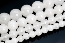 Natural White Jade Beads Grade AAA Round Gemstone Loose Beads 4/6/8/10/15-16MM