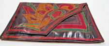 Vintage Leather Clutch Purse Hand Painted P34