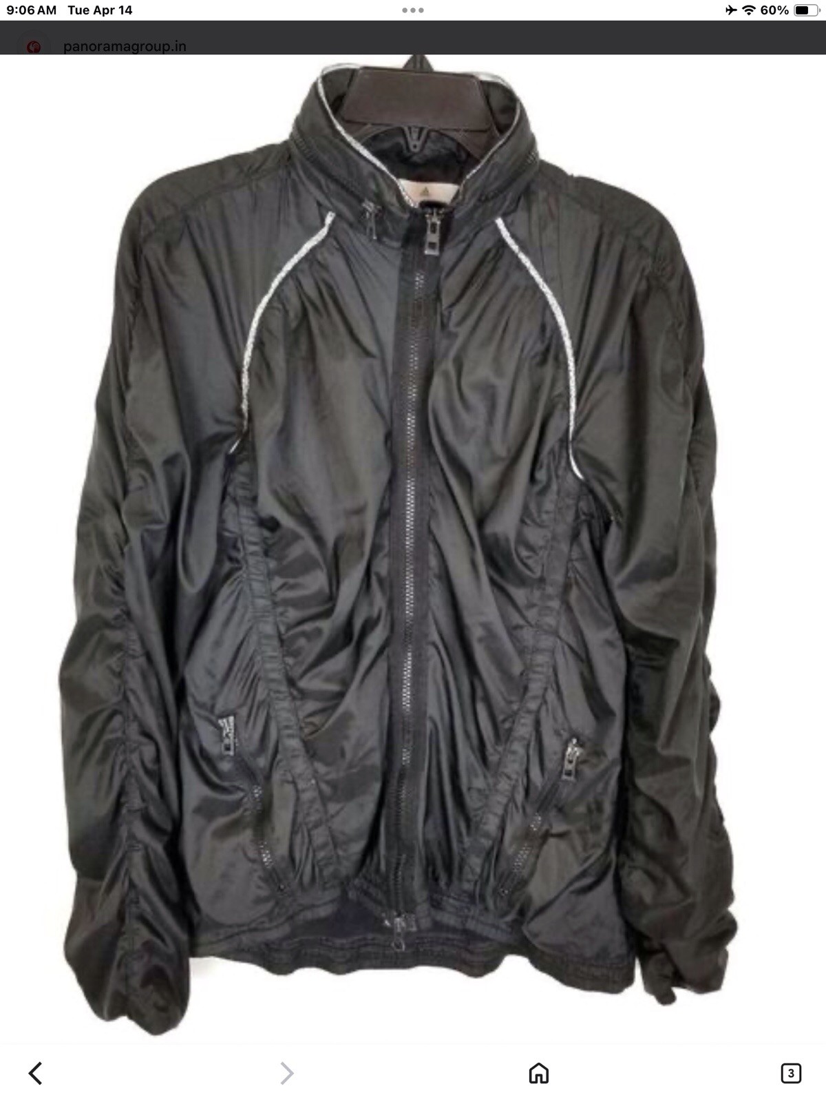 adidas by Stella McCartney Black Women's Track Jacket L Reflective Zip-Up Hood