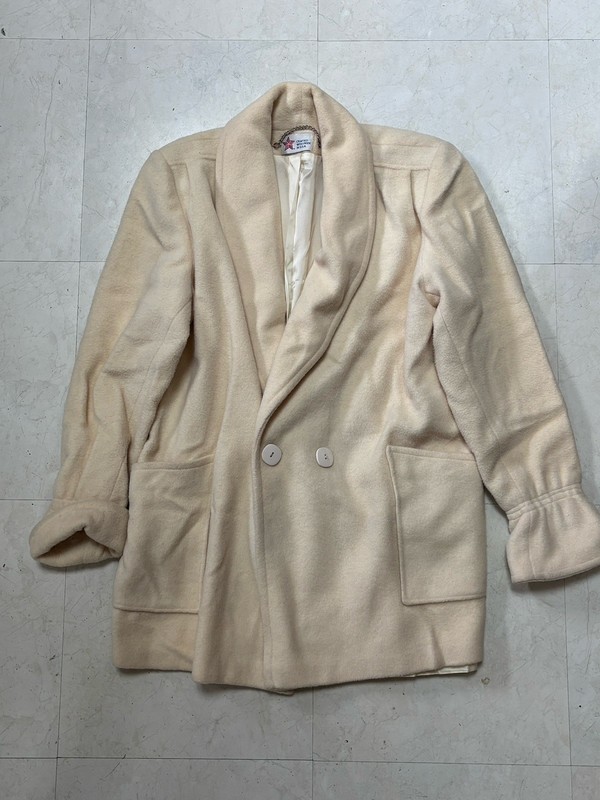 Warm Wool Coat Womens Forstmann Donnybrook Ivory Made USA Size XL Tall