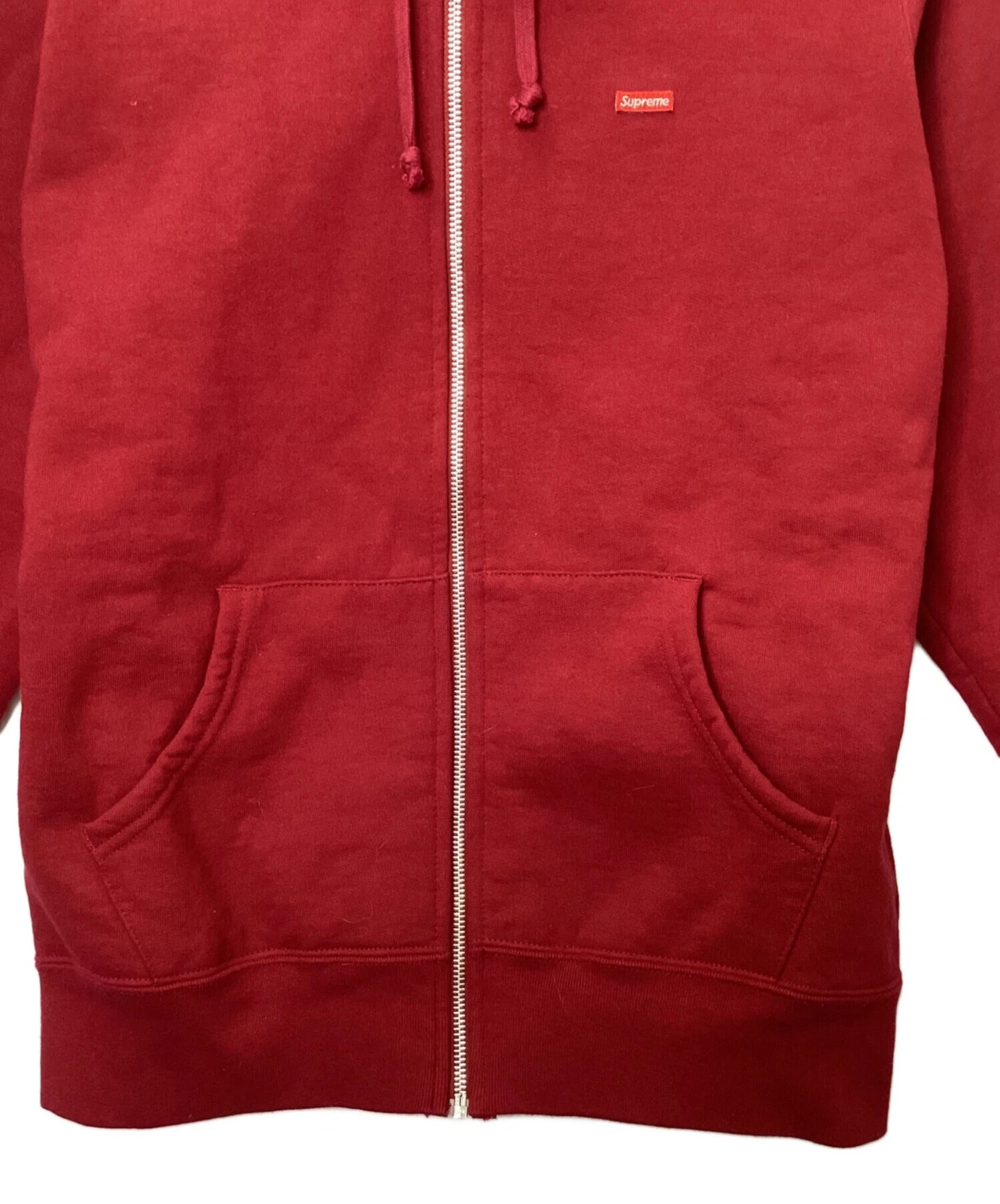 Felpa con cappuccio e zip SUPREME Small box logo Taglia:S Rosso Uomo