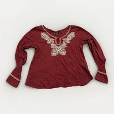 Shyanne Blouse Top Long Sleeve Peasant Boho Western Cowgirl Embroidered Rodeo XL