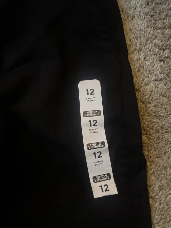 Nuevo THE CHILDREN'S PLACE Niños Vestido Pantalones Uniforme Pantalones Negro Talla 12 Slim Foto 3 de 4