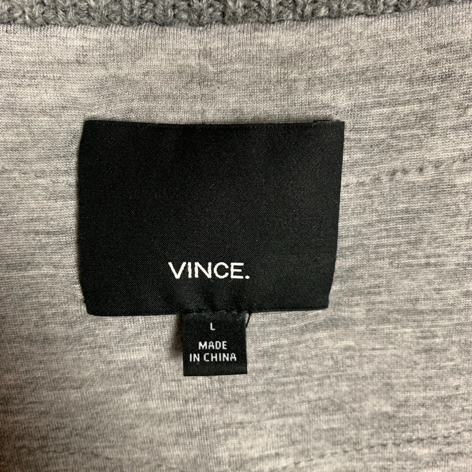 Vince Sweater Vest Wool Cashmere Men's Large L Gray Heather Full Zip Mock Neck - Image 2 of 4