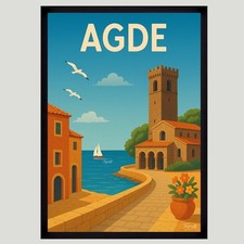 Affiche Poster mural – AGDE Taille A3 ou A4 Sans Cadre