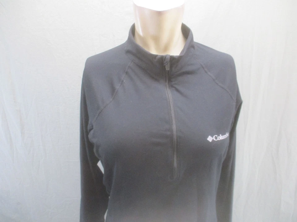 Columbia Size M Womens Black 1/2 Zip Logo Long Sleeve Base Layer Pull Over 656 - Изображение 2 из 4