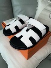 HERMES Women's Sandals White Chypre Sandals Size 38 EU 7.5 US