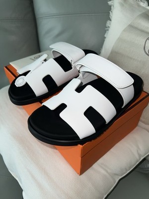 HERMES Women's Sandals White Chypre Sandals Size 38 EU 7.5 US