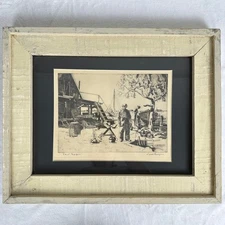 Lionel Barrymore "Point Magu" Etching Framed Black & White Vintage