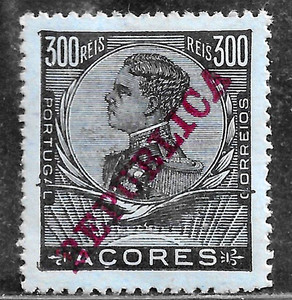 HICK GIRL-  MINT PORTUGAL-AZORES STAMP   SC#137  1910  KING MANUEL II   H367