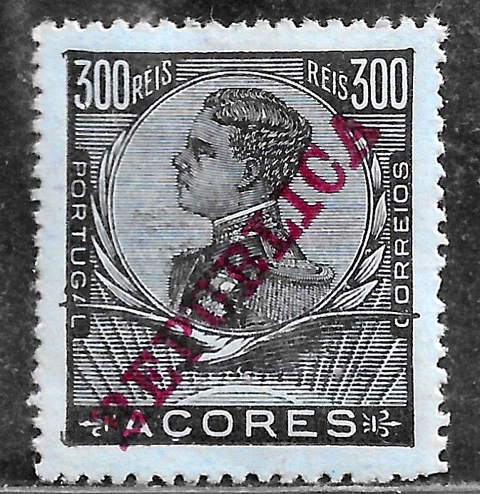 HICK GIRL-  MINT PORTUGAL-AZORES STAMP   SC#137  1910  KING MANUEL II   H367