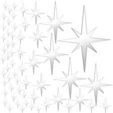 Star Mirror Wall Stickers, 82 Pcs Acrylic Starburst Mirror Wall Decor Removab...