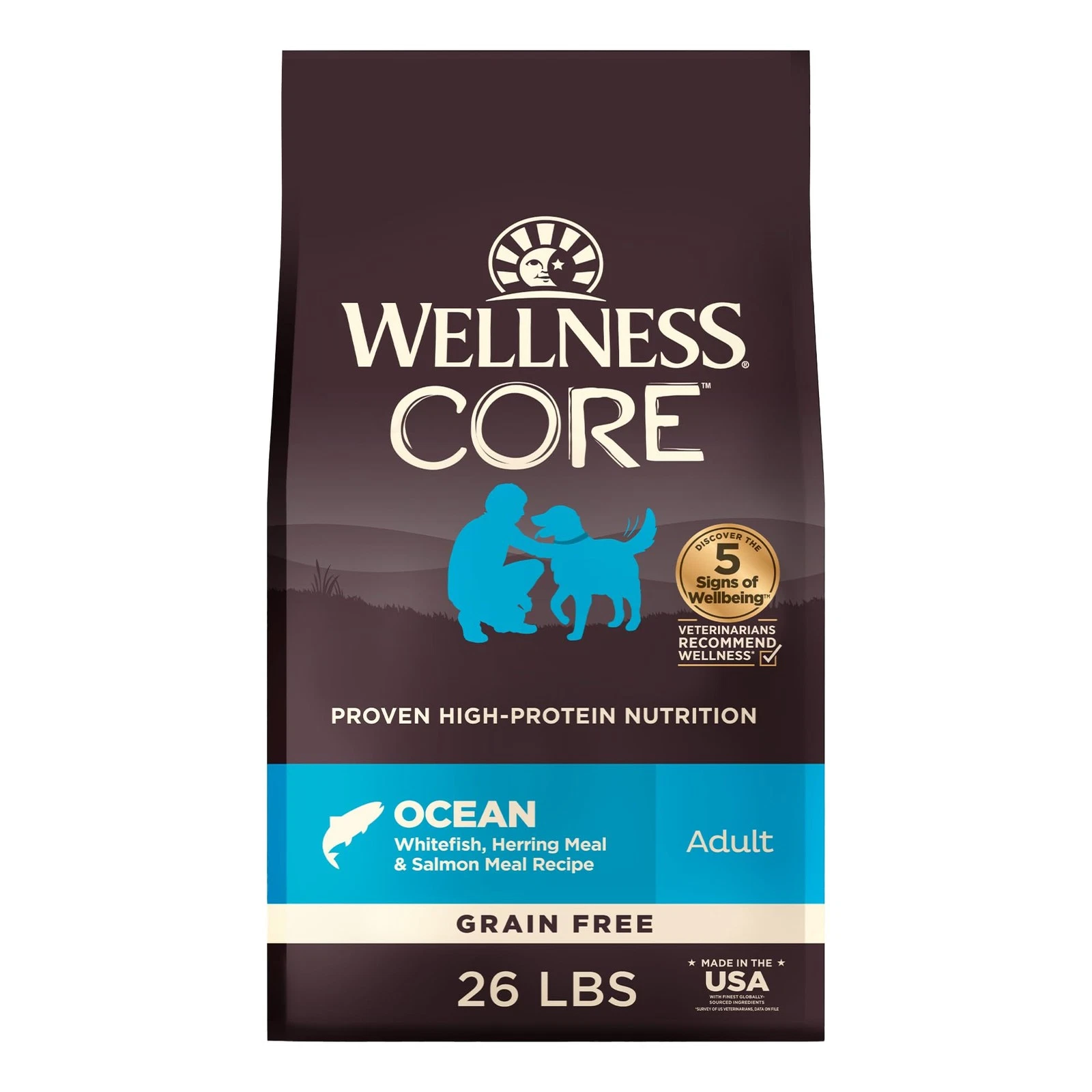 Wellness CORE Dry Dog Food, Grain-Free, High Protein, Natural, Ocean Whitefi...