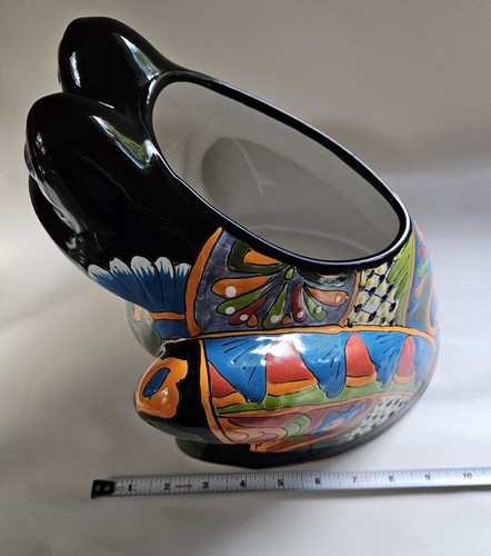 Talavera Frog Planter Large Mexican Pottery Folk Art Animal Hand Painted - Picture 17 of 18