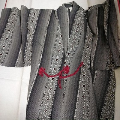 Boro Used Japanese Old Cloth Japan Travel Wear Black & White Geometric Pattern