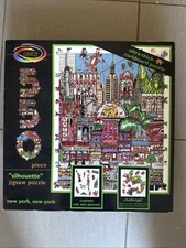Vintage Ceaco Corkboard Silhouette "new york, new york" 550 Pc Jigsaw Puzzle 