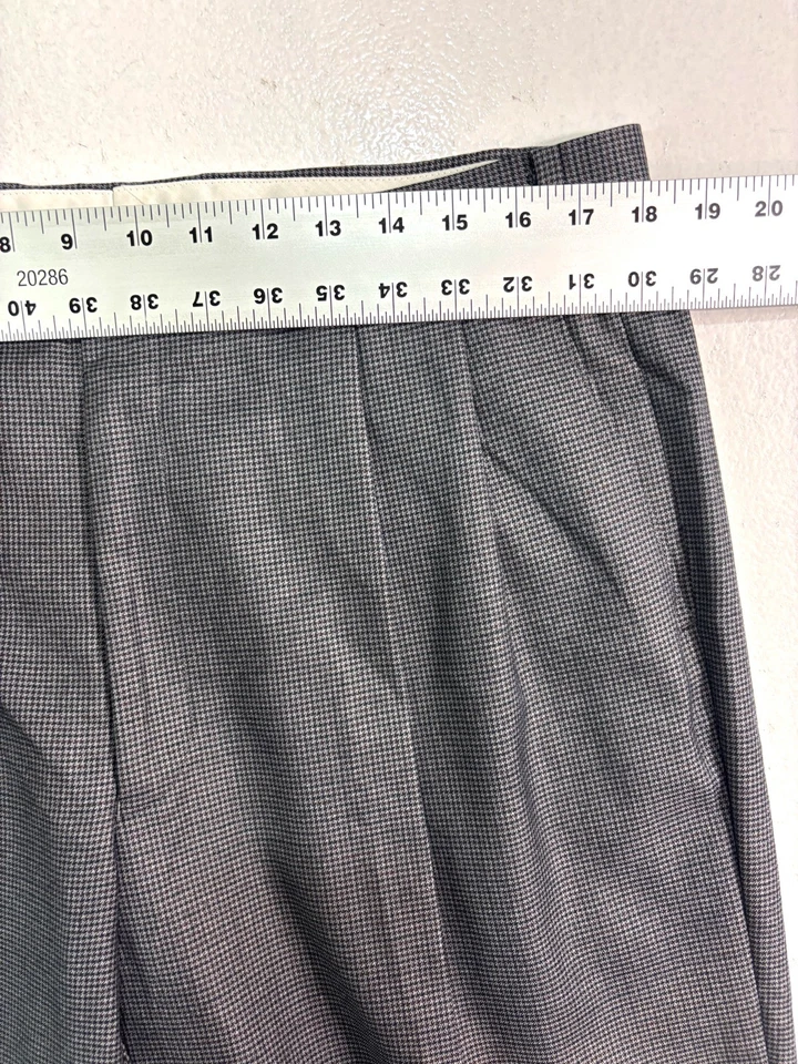 Ralph Lauren 36x32 Gris Pata de Gallo Plisado Vestido Pantalones Puños Corte Completo Para Hombre Foto 2 de 4