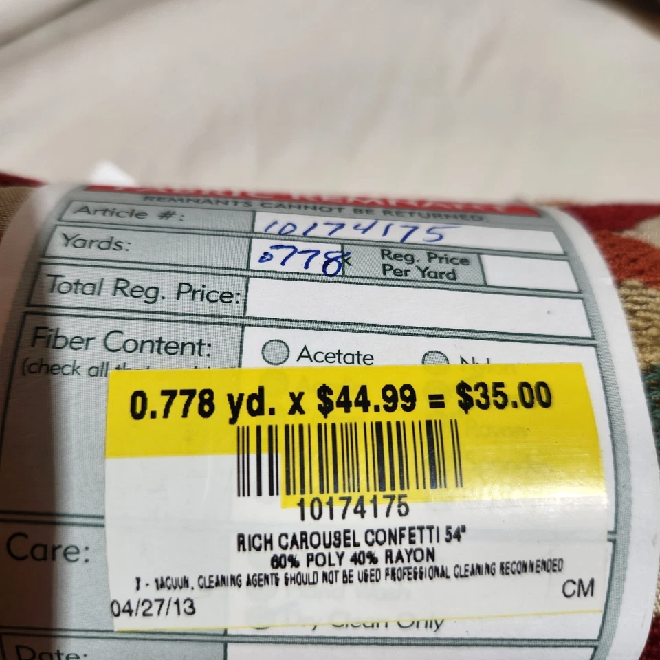 Rich Carousel Confetti Upholstery Fabric 60% Polyester 40% Rayon  54"X28" - Image 2 of 4