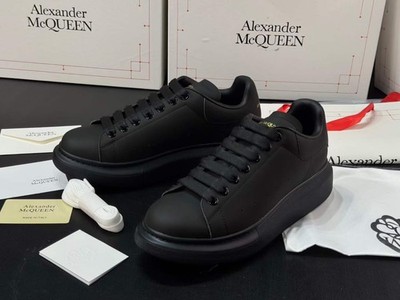 Alexander McQueen Sneakers Black Leather Platform Casual Shoes