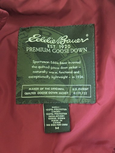 Eddie Bauer Premium Goose Down Vest Women Size Medium Burgandy Outdoors - Picture 10 of 12