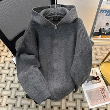 Pull-over zippered hooded sweater men's versatile knitwear jacket autumn and win