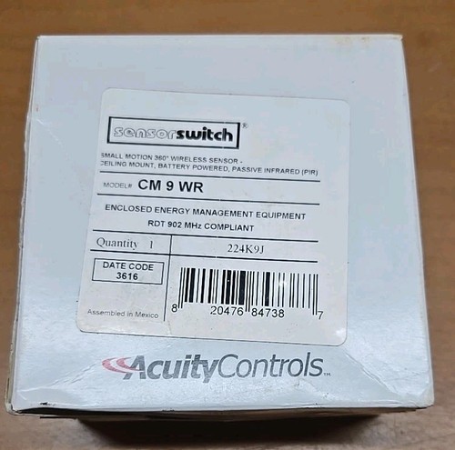 SENSOR SWITCH CM 9 WR Occ Snsr,PIR,12 to 24V DC,450 sq ft bmc 24 - Picture 2 of 3