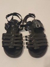 Wonder Nation Shoes Girls 3 Black Manmade Material Gladiator Flat Sandals