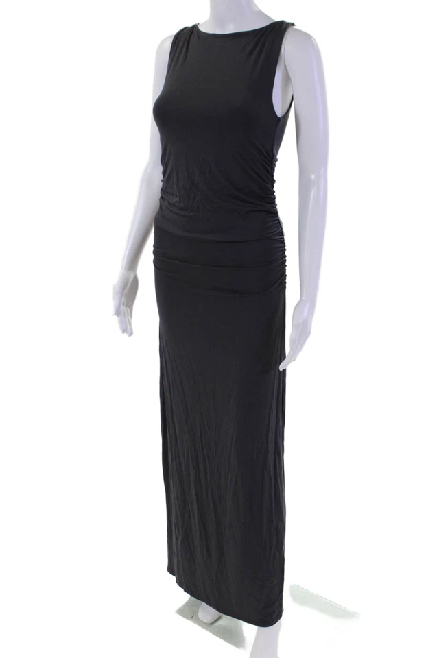 Vestido Rag & Bone Mujer Sin Mangas Cuello Barco Acanalado Midi Luca Gris Talla XS Foto 2 de 4