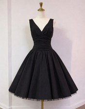 6 Old Fashioned Fit Flare Tafetta Crinoline Net Petticoat Ruched Plunge Tea Dres