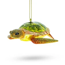Tranquil Sea Turtle Blown Glass Ornament