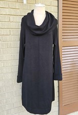Vinve Camuto Cowl Neck Long-sleeve Sweater Dress In Black Size Large
