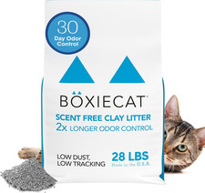 Boxie Unscented 30 Day Odor Control Clumping Clay Cat  Kitty Litter 28 Lb, 99.9