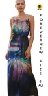 ? FOREVER NEW SIZE 6 AU BLUE  MULTI TIE-DYE PRINT LONG MAXI  SILK  BOHO DRESS