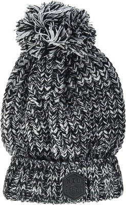 maximo children's beanie hat with turn-up edge, pompom, winter hat, black, 51/53
