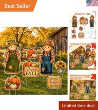 12 Pcs Fall Outdoor Decor: Rustic Scarecrow Yard Signs for Thanksgiving Charm