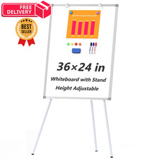 Large Whiteboard Easel with Stand, 36" x 24" Portable 24"W x 36"H, Silver