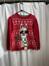 Blizzard Bay Red Llama Holiday Ugly Christmas Sweater Boys Girls Sz L 14-16