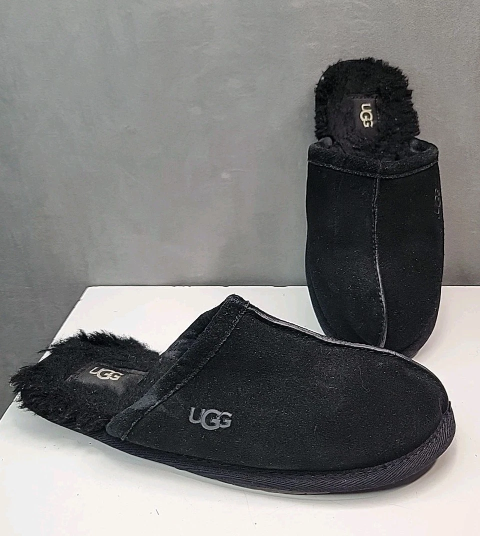 UGG Pearle Scuff scarpe pantofole da donna taglia 7 slip on mules shearling nere ottime condizioni