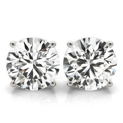 E-F/VS 3 Kt Runde Lab Grown Diamant Ohrringe Echt 14K Weißgold Schraube